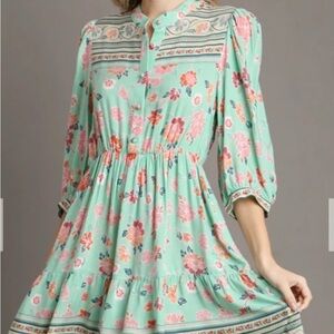 Umgee NWT Floral Mint Green Dress‎